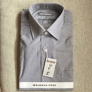 Van Heusen Gray Dress Shirt Wrinkle-Resistant